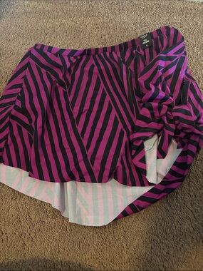 Torrid Black and Purple Diagonal Stripe High-Low Swim Skirt